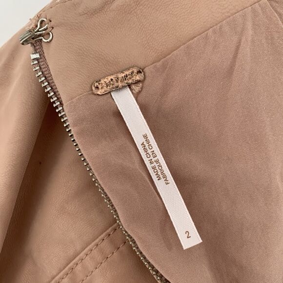 Free People Modern Femme Mini Skirt 2 Nude Blush Vegan Leather Preppy Edgy Boho - Picture 5 of 9